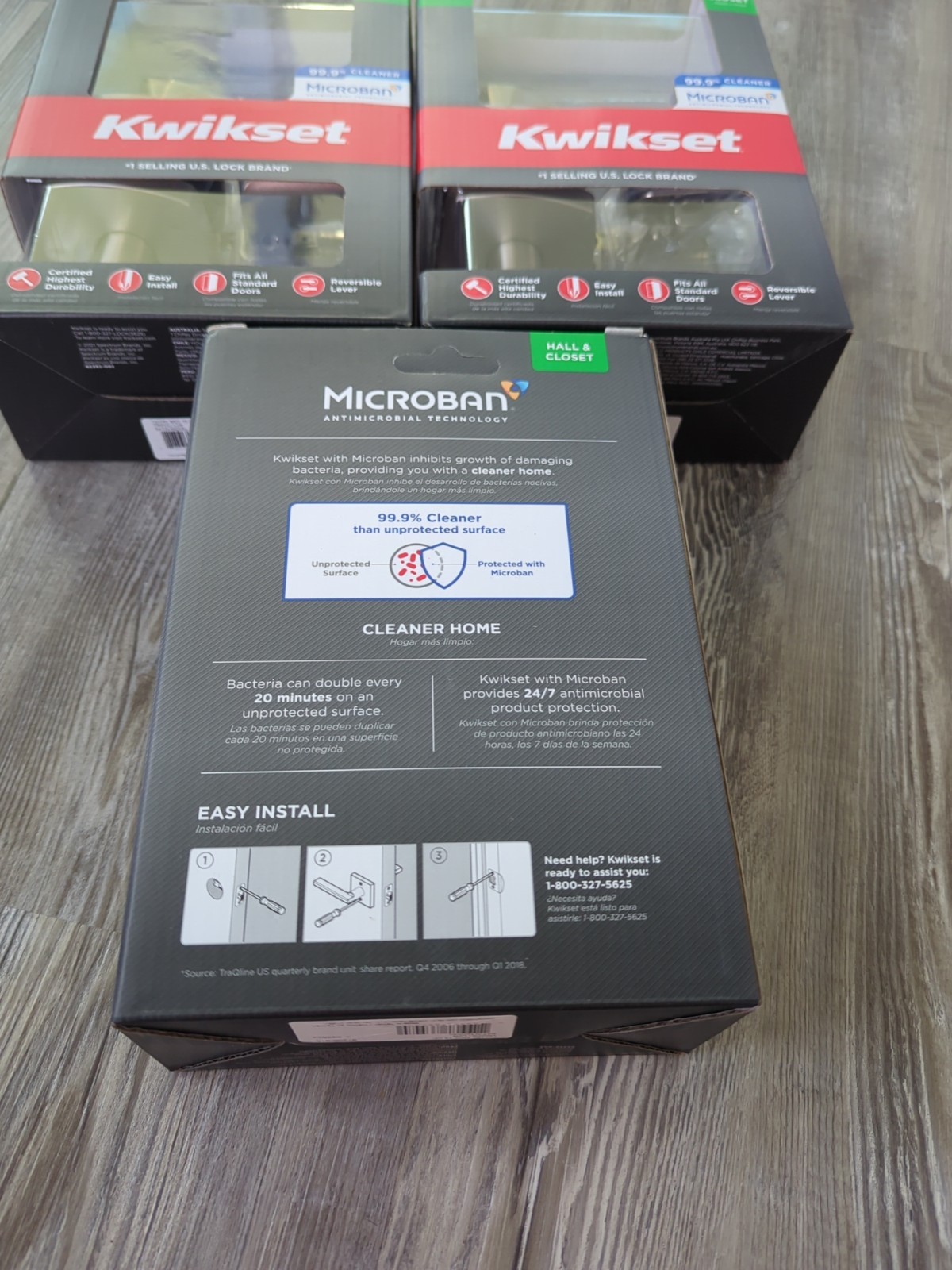 Lot Of 3 KWIKSET Tripoli Door Lever Handle Set Square Satin Nickel