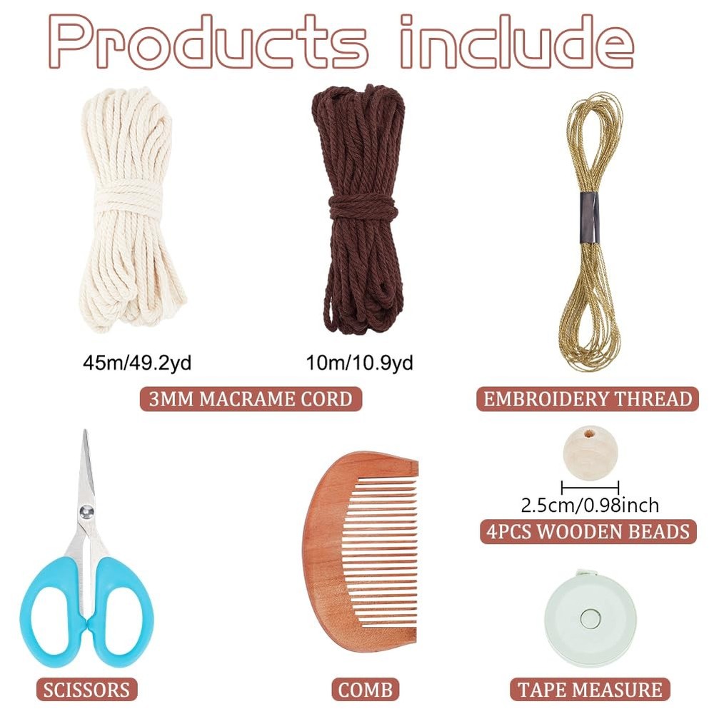 FREEBLOSS 3 Set DIY Macrame Angel Kit for Beginners With Small, White