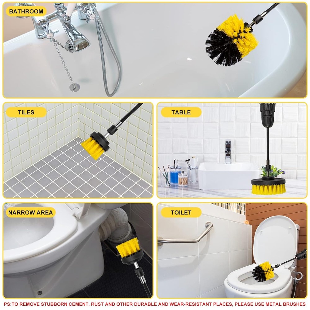 Drill Brush Attachment Kit, for Bathroom Surfaces, Grout, Black