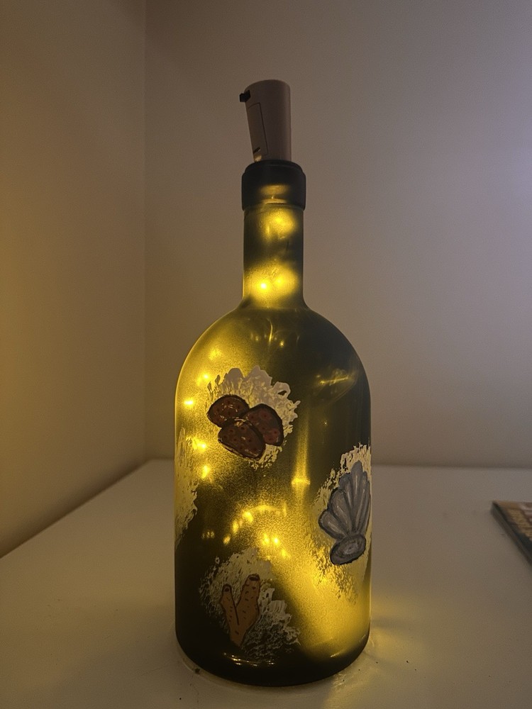 Hand Painted Bottle Night lamp Ocean Themed