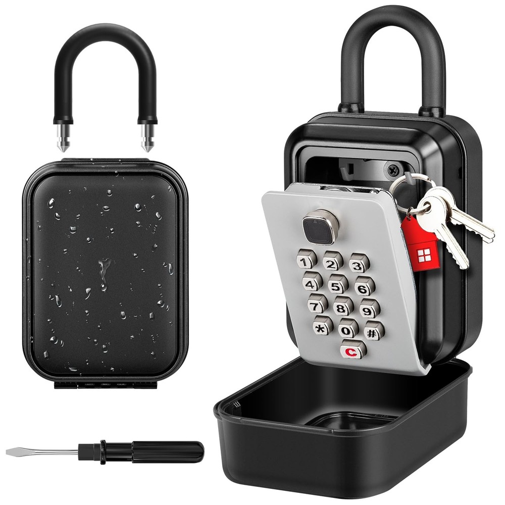 Portable Key Lock Box Waterproof Hide A Key Outside 12-Digit Combo Safe