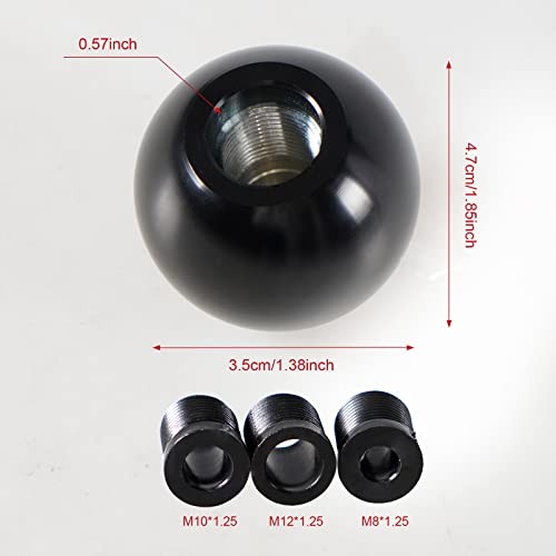 Universal Round Ball Gear Shift Knob,Chrome Finish Aluminum Shifter Knobs Black
