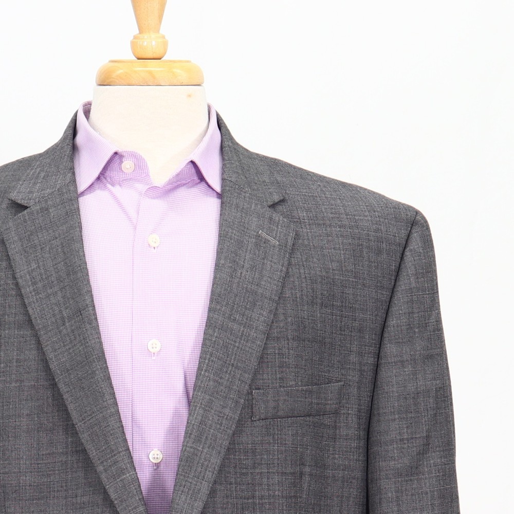 Chaps 48R Gray Sport Coat Blazer Jacket Solid 2-Button Wool
