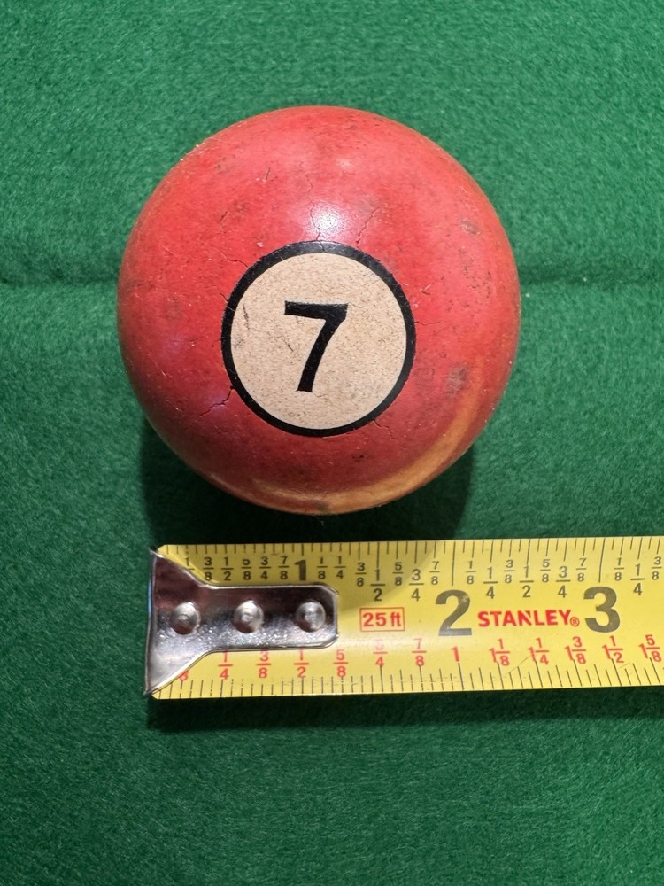 Vintage “Clay” Billiard Pool Ball Solid Red #7 Collectible