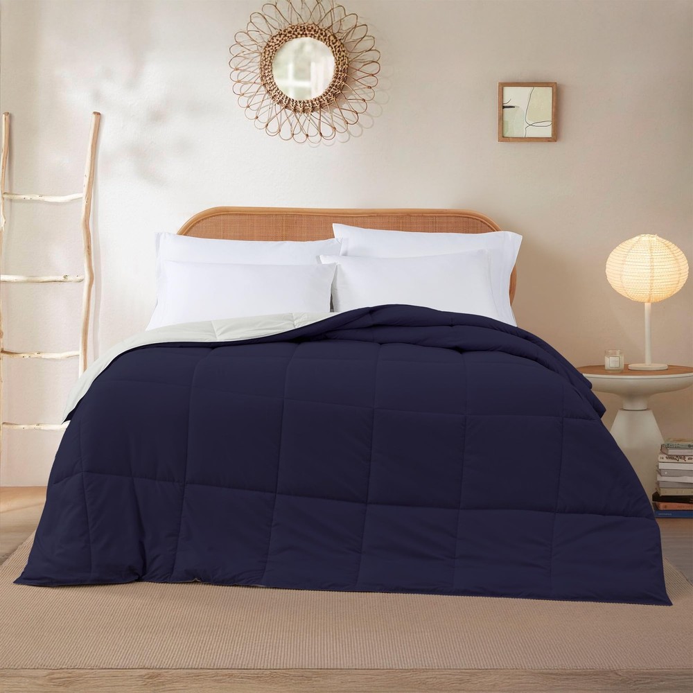 Modern Threads Down Alternative Reversible Comforter Navy/Silver Queen