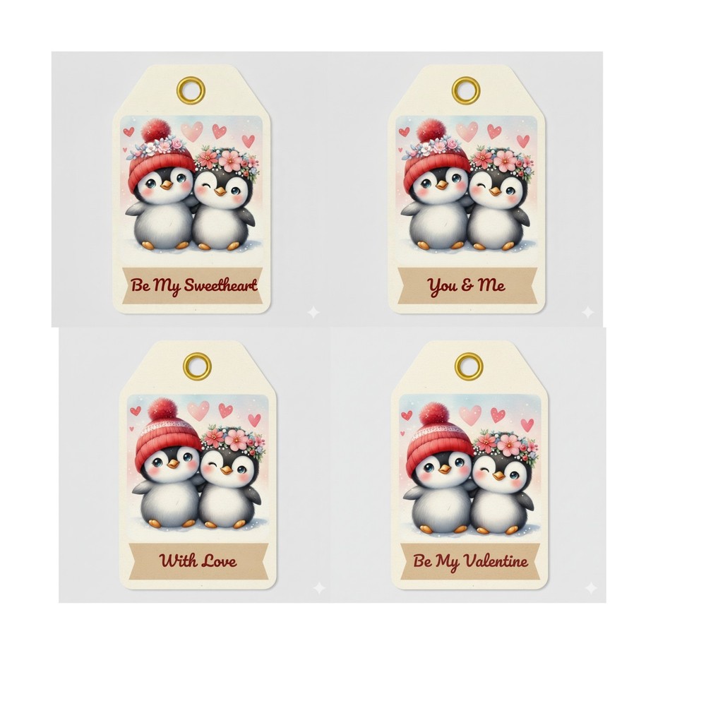 Cute Valentine Penguin Tags Journal Scrapbook