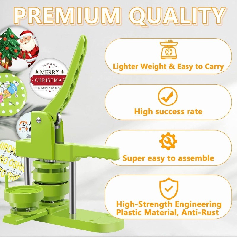 Button Maker Machine Multiple Sizes 1.25in+2.25in Kit for DIY Gifts Button Press