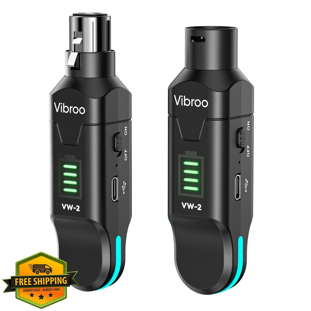 Vibroo Wireless XLR Mic System, 2.4GHz, 100ft Range