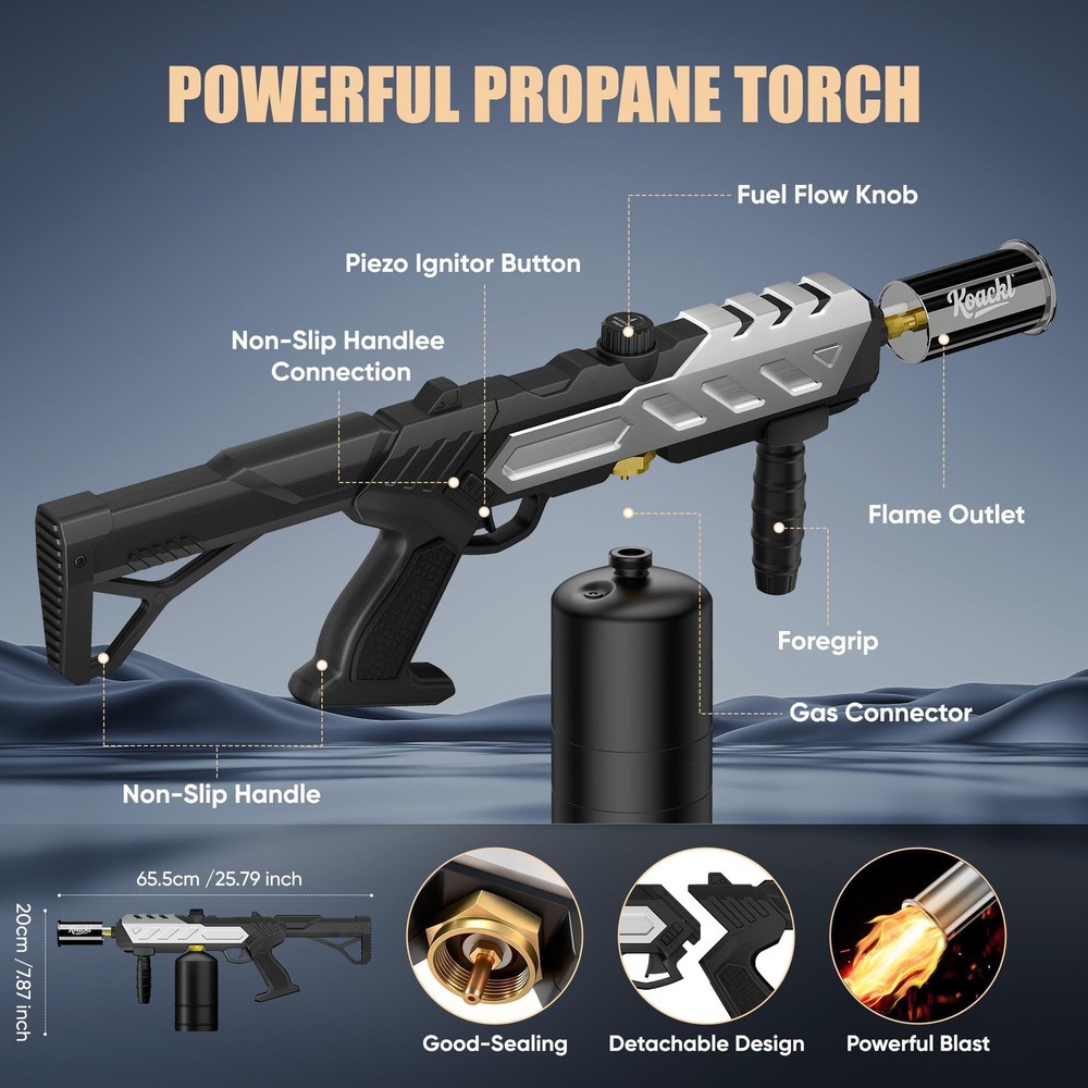 Powerful Propane Torch, Blow Torch with Adjustable Flame, Flamethrower Kitche...