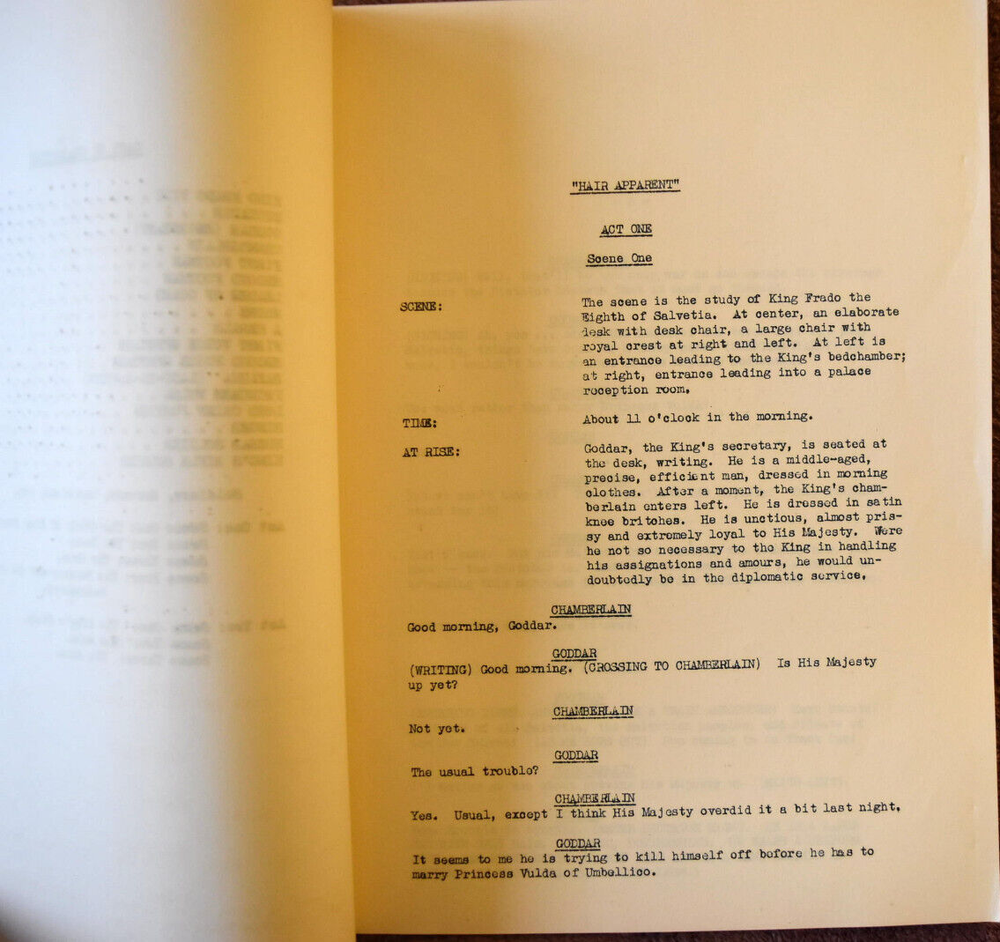 1939 Michael Raffetto " Hair Apparent " Original Script