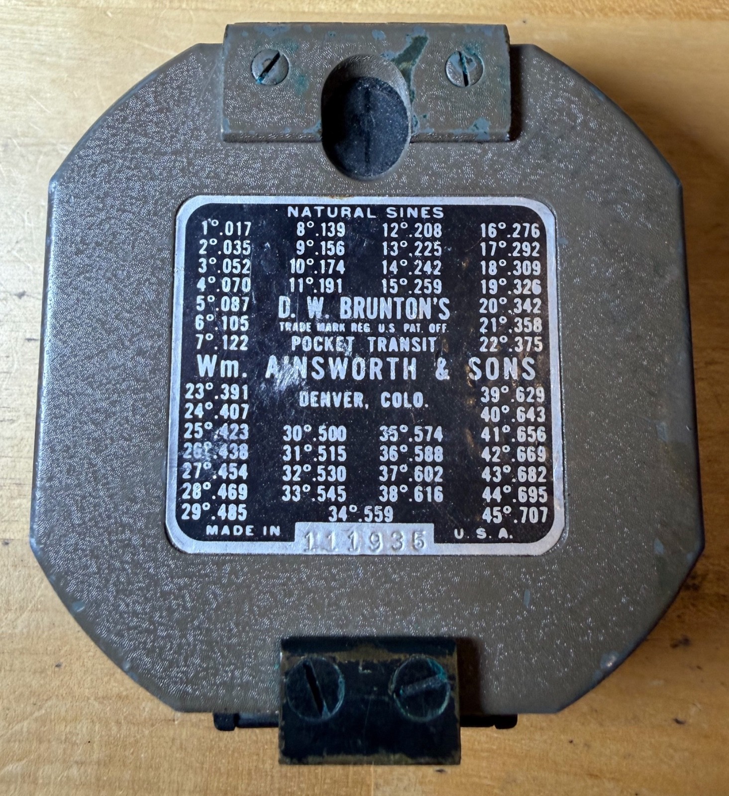 D.W. Brunton's Wm Ainsworth & Sons Pocket Transit ONLY - Vintage - SN #111935