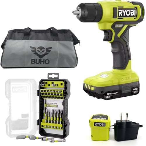 Cordless Drill Set Bundle with Ryobi 18V ONE+ Drill Driver, 3/8 Inch Chuck, 40