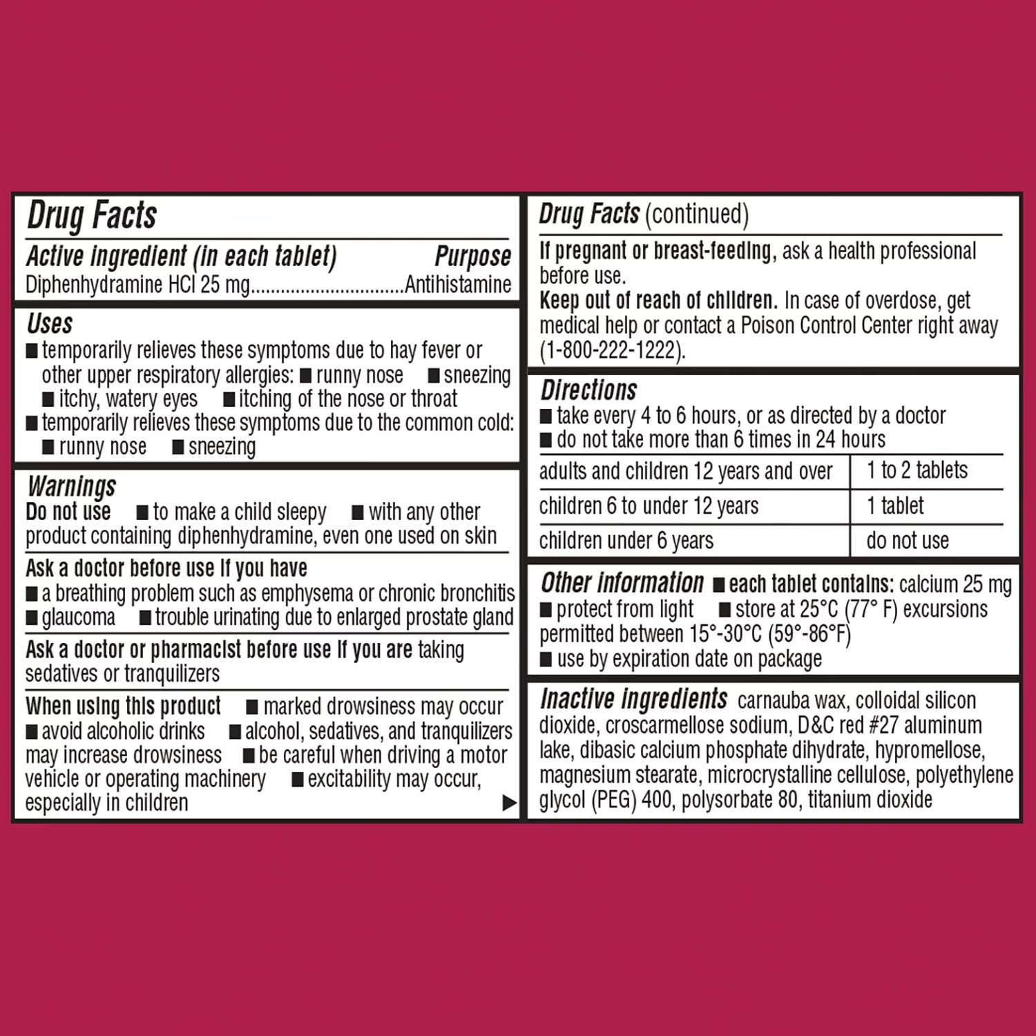Member's Mark Allergy Relief, 25 mg, 600 ct.