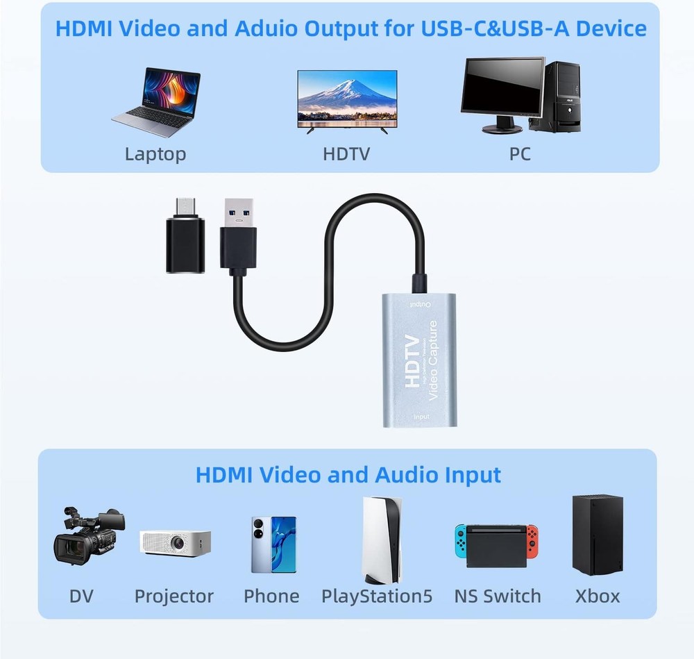 Mcbazel 4K HDMI Video Capture Card USB C, Device for Silver
