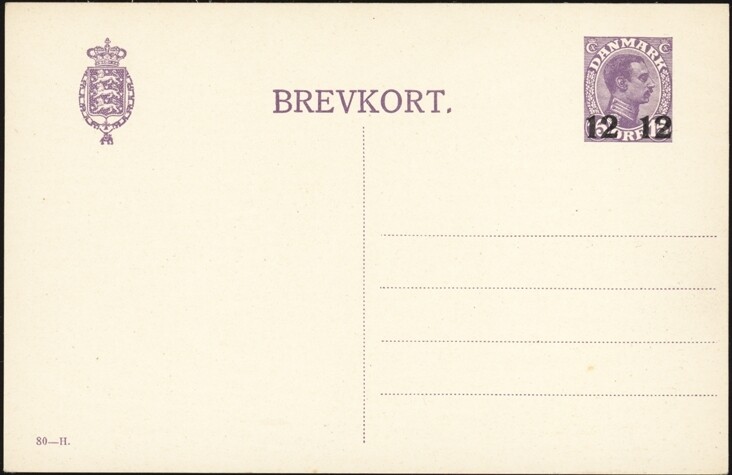 DENMARK, 1927. Post Card H&G 115a, Mint