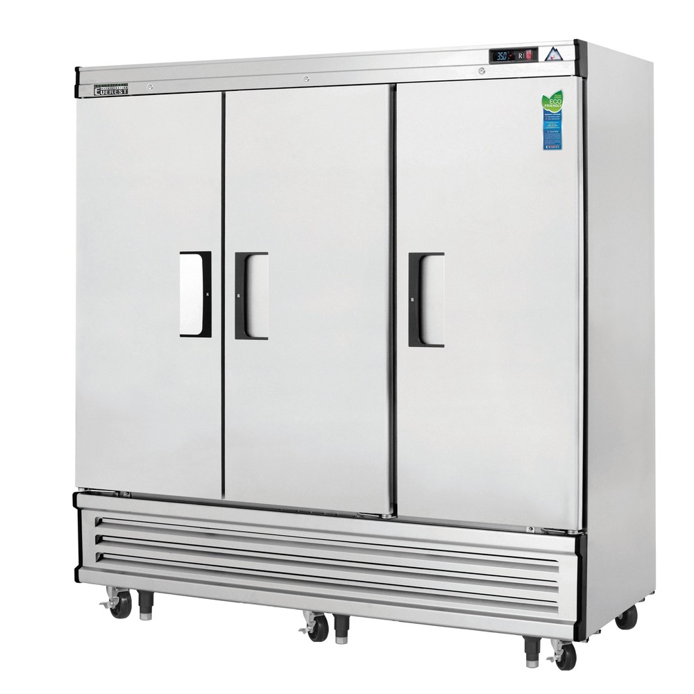 Everest EBR3 74" Three Solid Door Reach-In Refrigerator, Bottom Mount, 71.0 c...