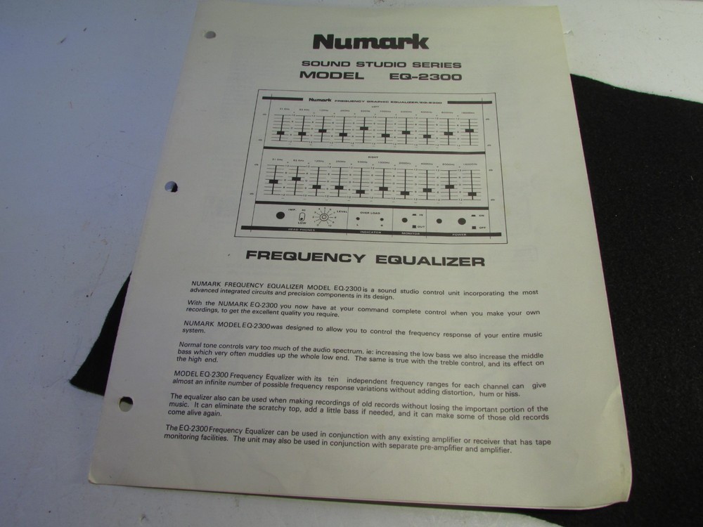 Numark EQ2300 Stereo Frequency Equalizer INSTRUCTIONS ONLY Original