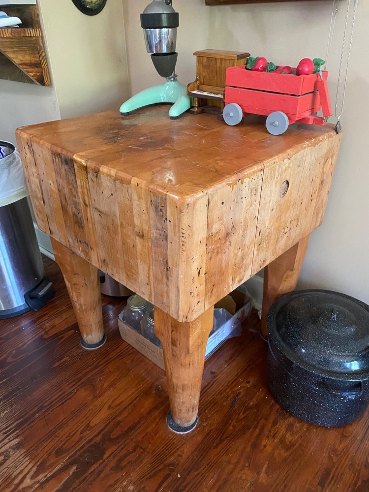 antique butcher block table