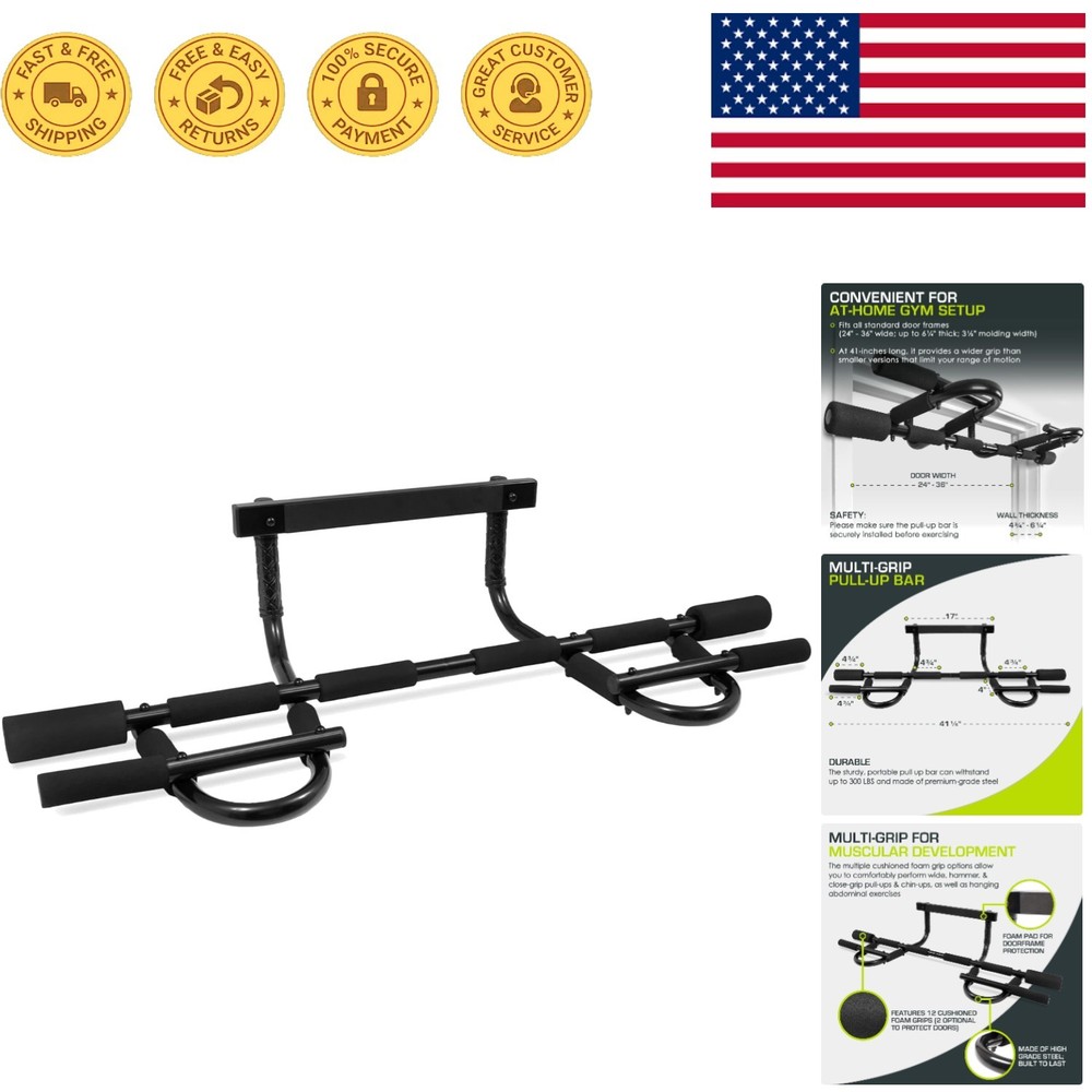 Portable Easy Install Pull Up Bar for Effective Home Workouts - 300 lbs Max