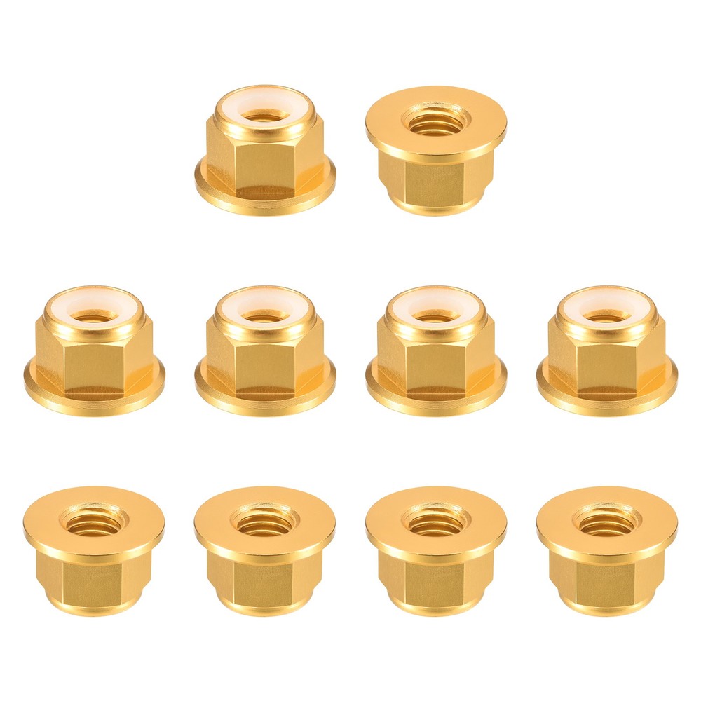 Nylon Insert Hex Lock Nuts, 10pcs - M8x1.25mm Self-Locking Nut(Gold)