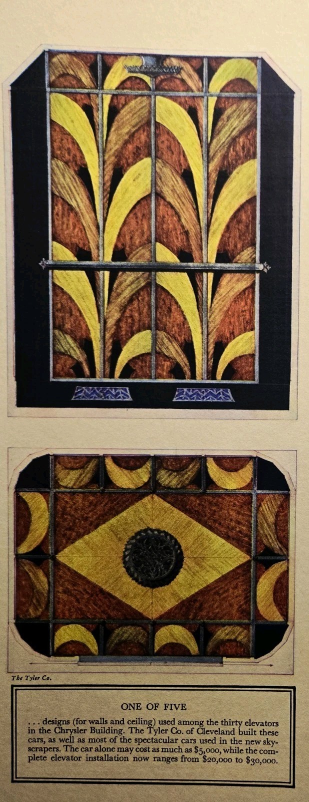 1930 Chrysler Building Elevator Car Design Magazine Illustration - Art Deco READ