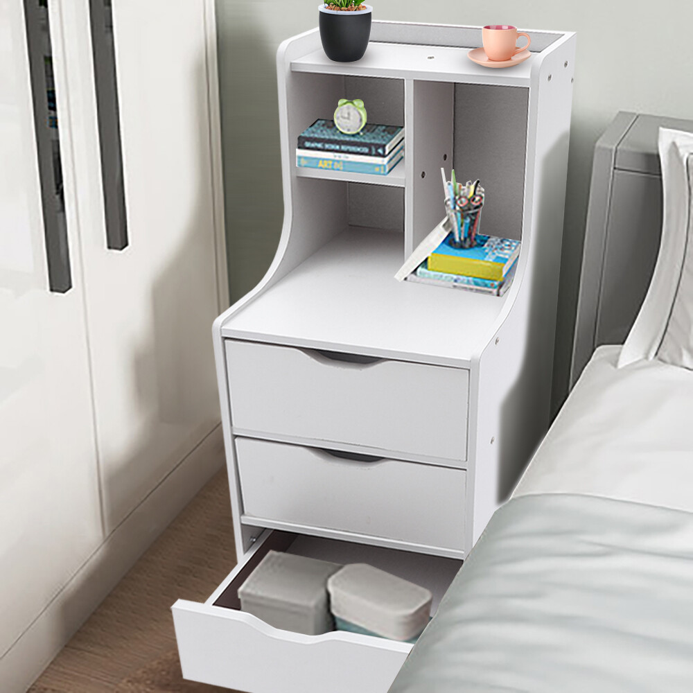 3 Drawers End Side Bedside Table Nightstand Organizer Storage Table Bedroom
