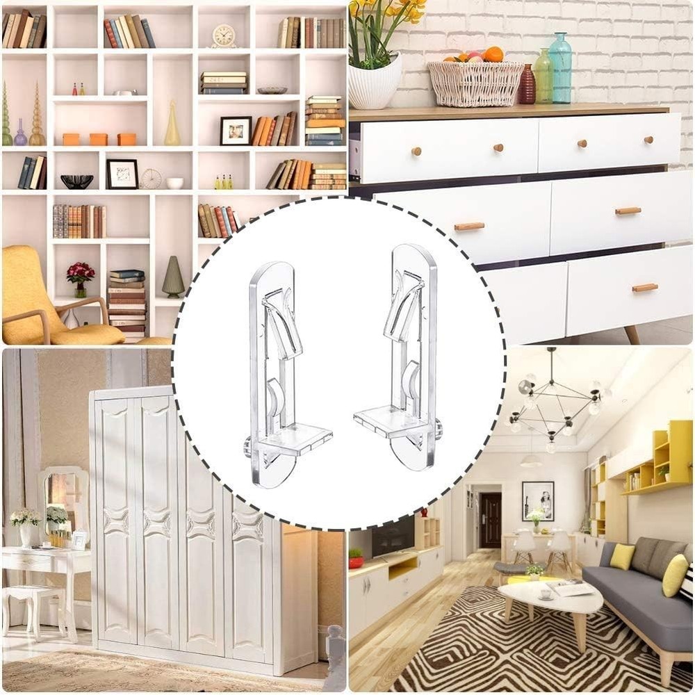 30 Pack Shelf Support Peg, Clear Plastic Cabinet Shelf Pins, Self-Locking Bra...