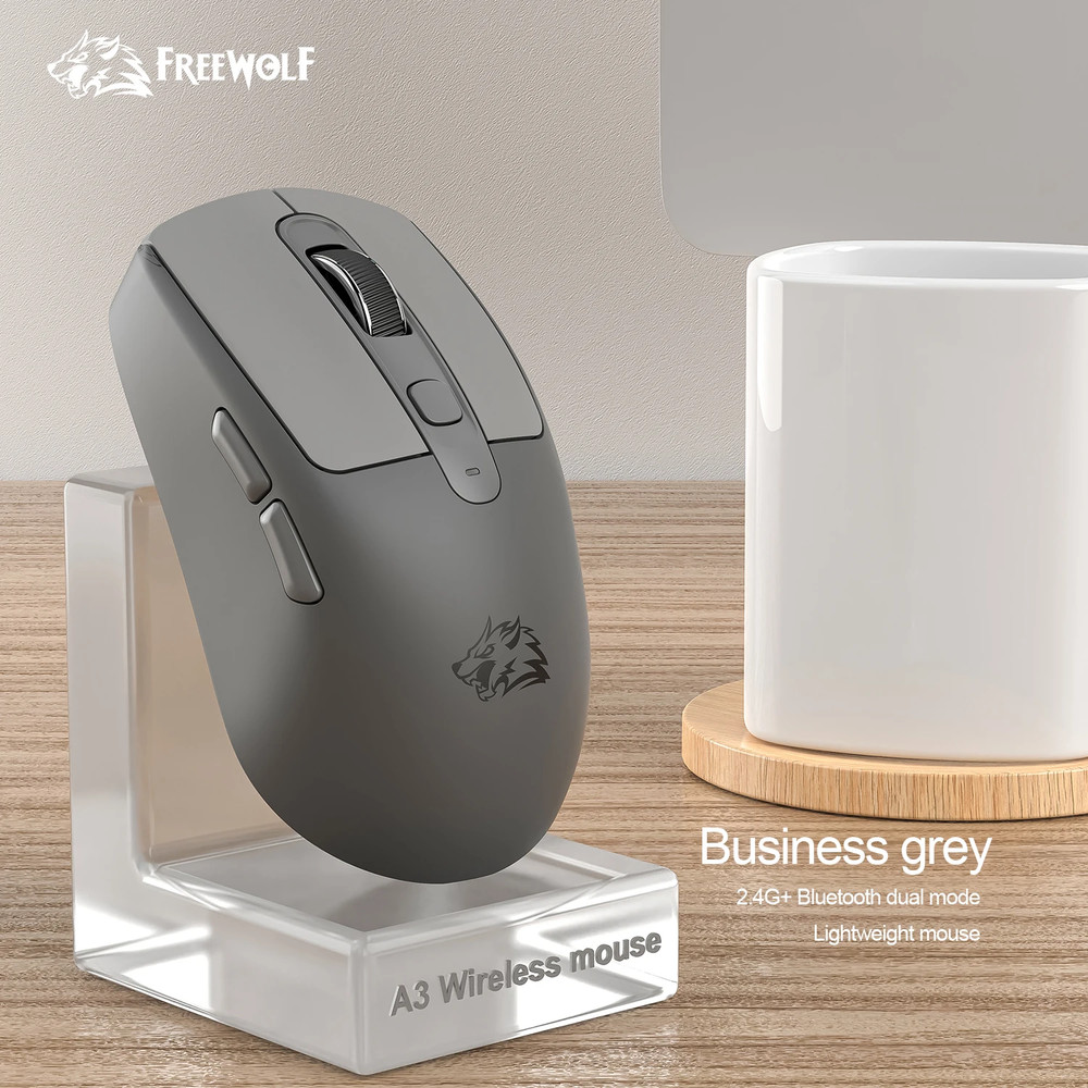 FREEWOLF A3 Wireless Silent Mouse Bluetooth Dual Mode Rechargeable USB-C 4000DPI