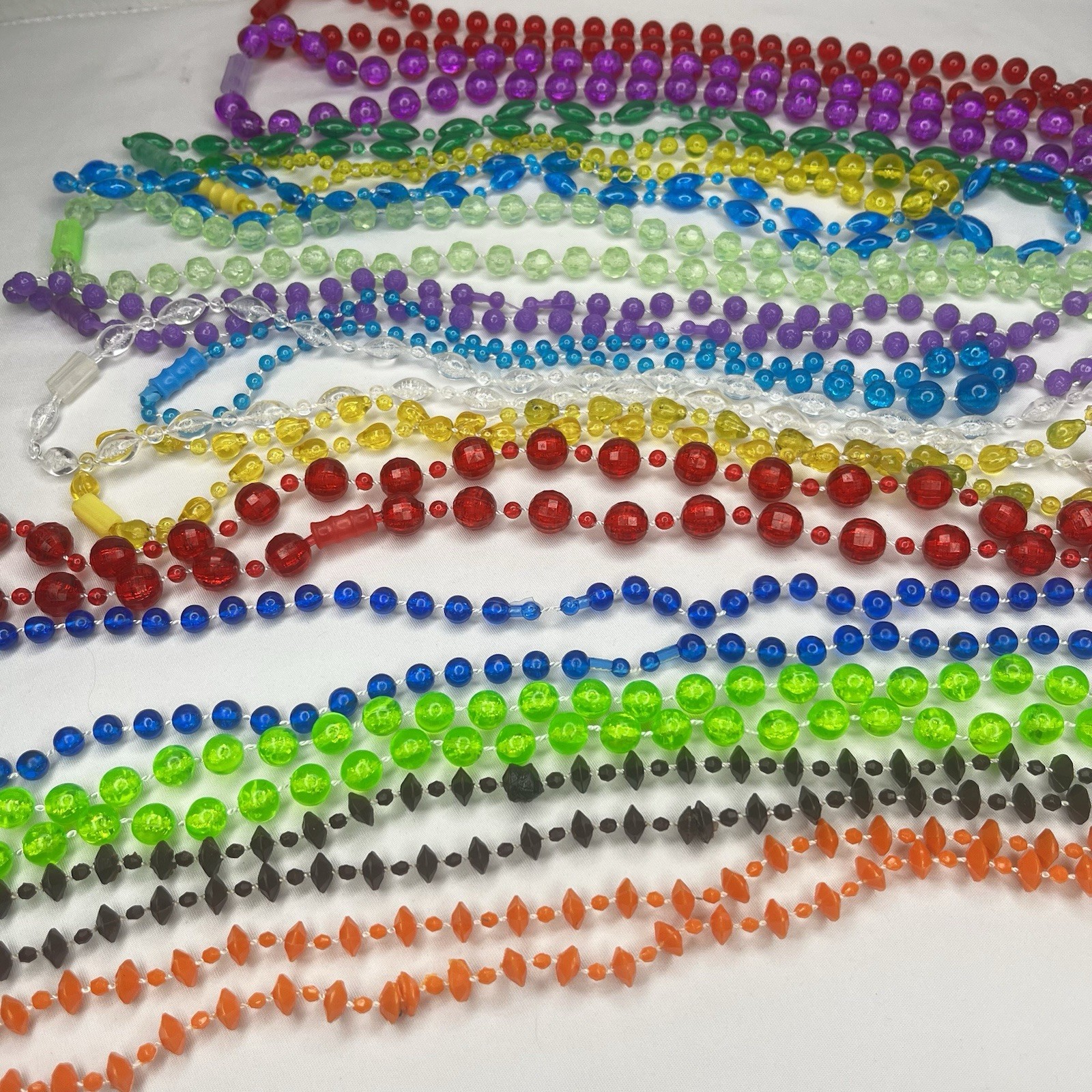 Vintage Mardi Gras Beads 70's-80's- carnival parade beads Lot Of 15 Necklaces