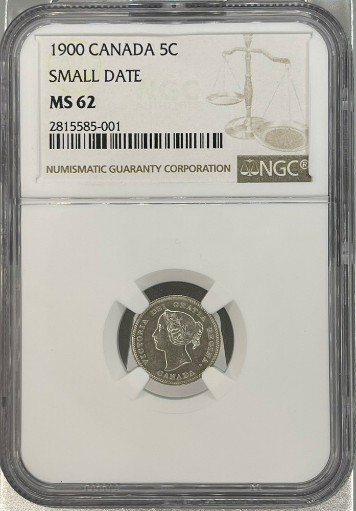 1900 Canada 5 Cents NGC MS 62