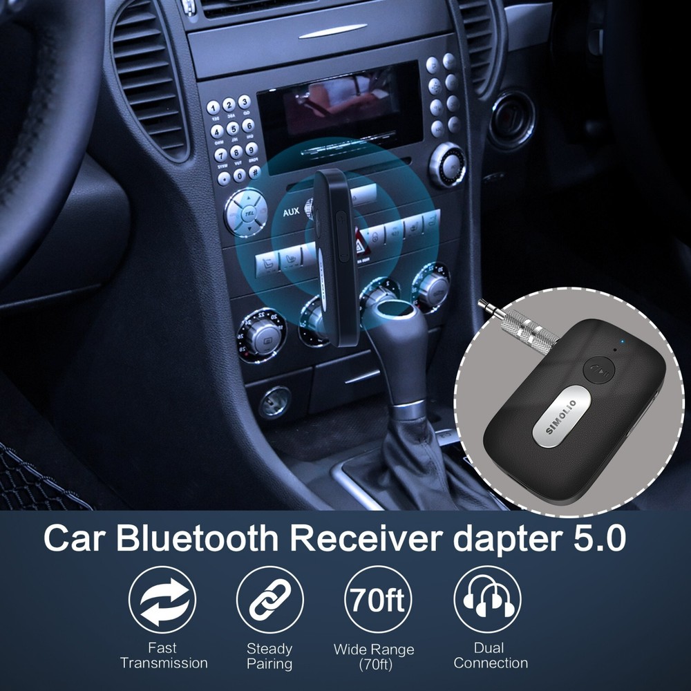 SIMOLIO 3.5mm Car Bluetooth receiver Wireless audio adapter for Home/ Speakers