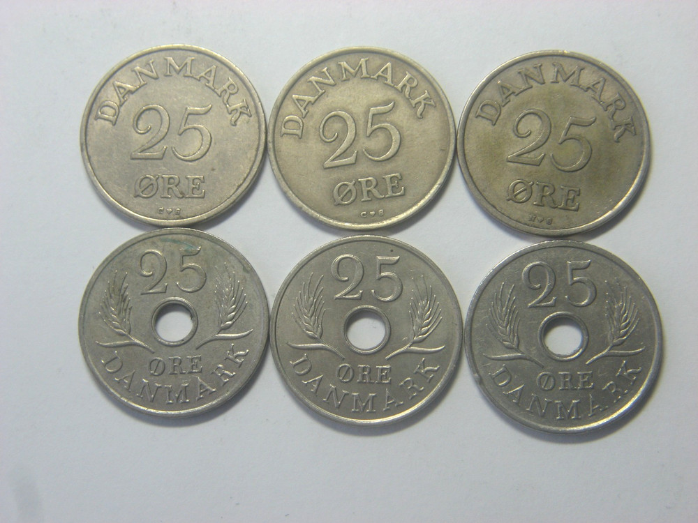 Denmark 25 Ore 1955 - 1971 / 6 coins /