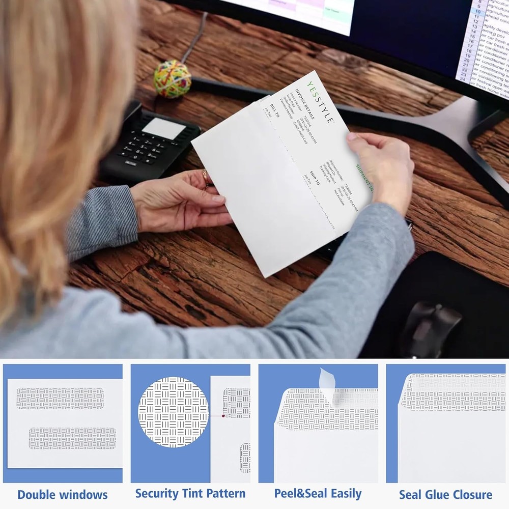 Protective Double Window Self-Seal Envelopes - 70 Count for Secure Mailings