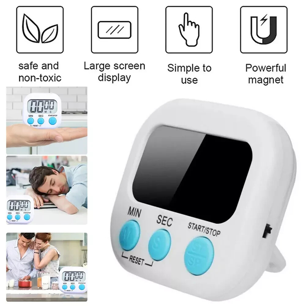 Large LCD Digital Kitchen Cooking Timer Count Down Up Clock Loud Alarm Magnetic