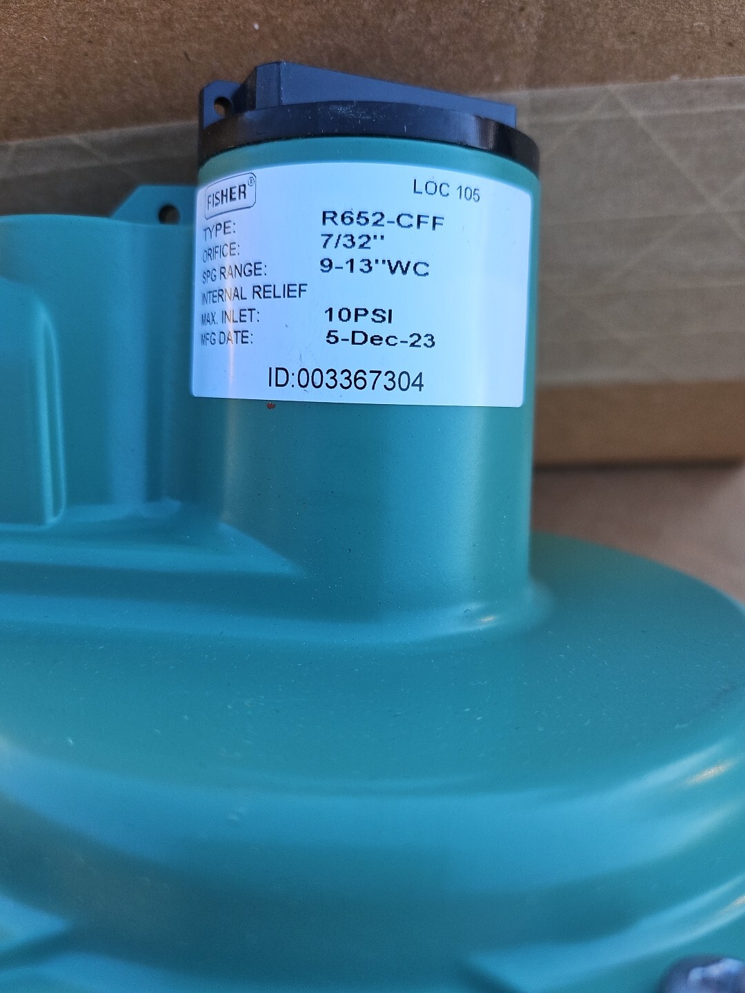 Emerson-Fisher R652-CFF, 2nd Stage LP Reg, Back Mount, 9-13" W.C. 1/2 x 3/4" NPT