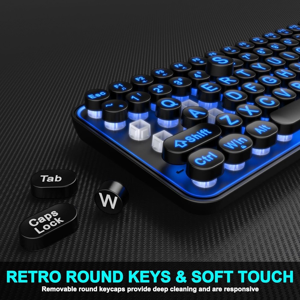 Large Print Backlit Keyboard, Wired USB Lighted Computer Keyboards with 7-Color