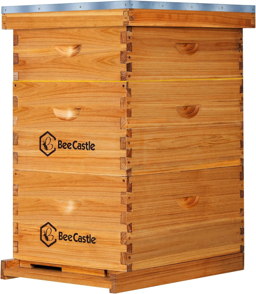 10 Frame Langstroth Bee Hive Coated with Beeswax Includes Beehive Frames and Wax