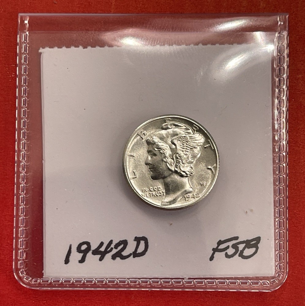 1942 D Mercury Silver Dime, Gem Uncirculated, FSB.