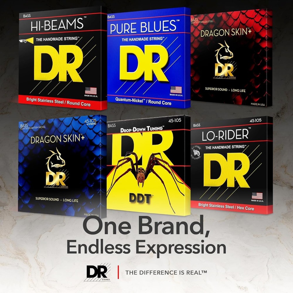 DR Black Beauties Medium-heavy Bass Strings - 5-String