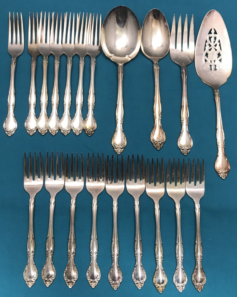 20 Pc AFFECTION Silverplated FORKS + SERVING Community Casserole Cold Meat Pie