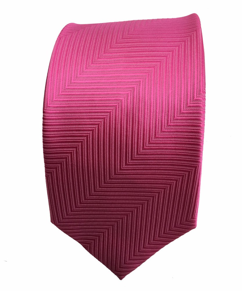 Men's Hot Pink Solid Color  Zigzag   Tie