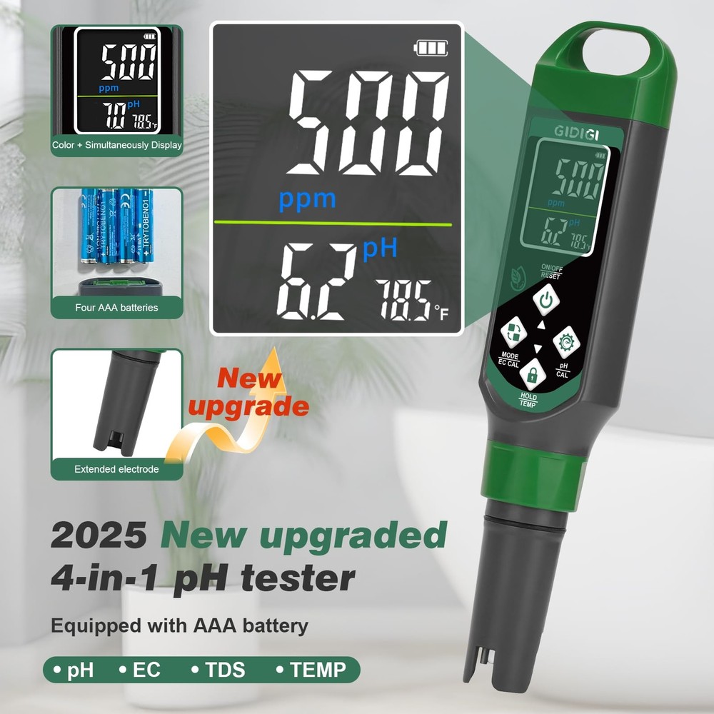 pH Meter and Calibration Solution Kit (4,7,10 Buffer Solution) for...