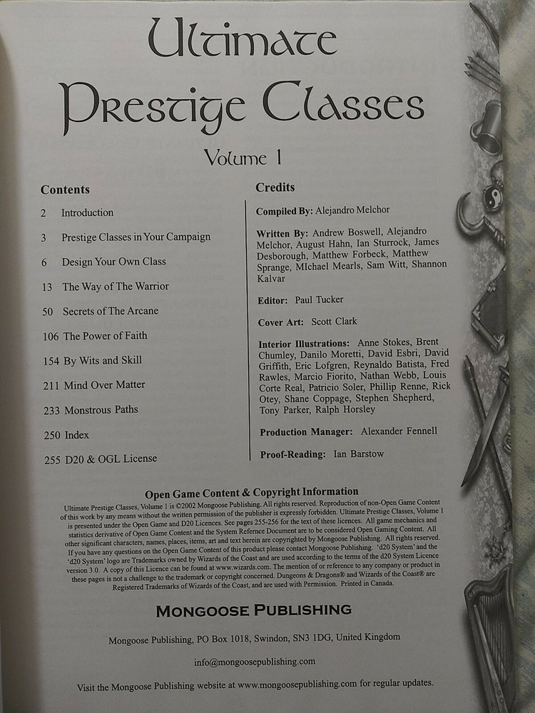 Dungeons & Dragons D20 Ultimate Prestige Classes Near Mint Condition