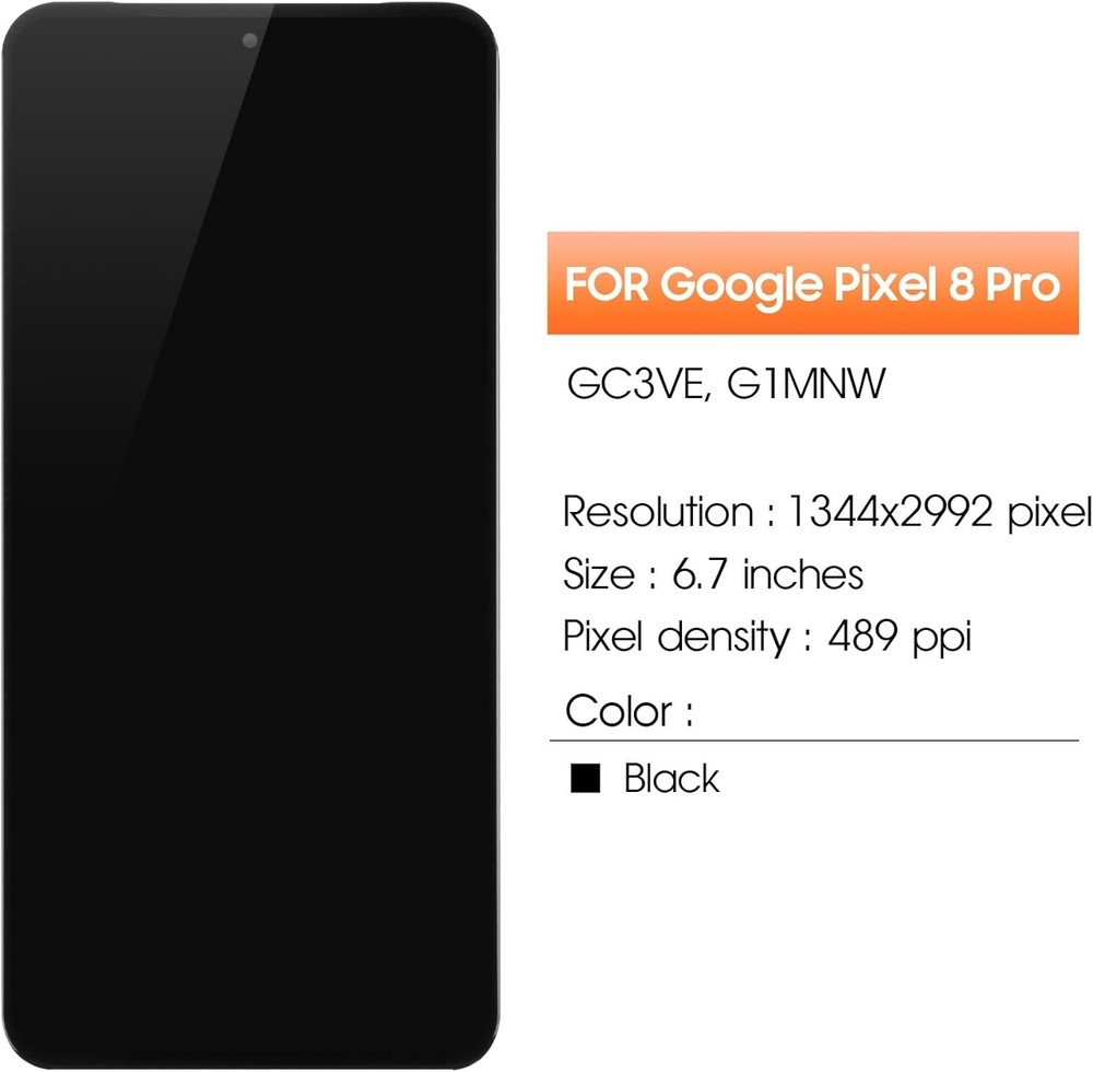6.7'' OLED Screen Replacement for Google Pixel 8 Pro with Fingerprint Function