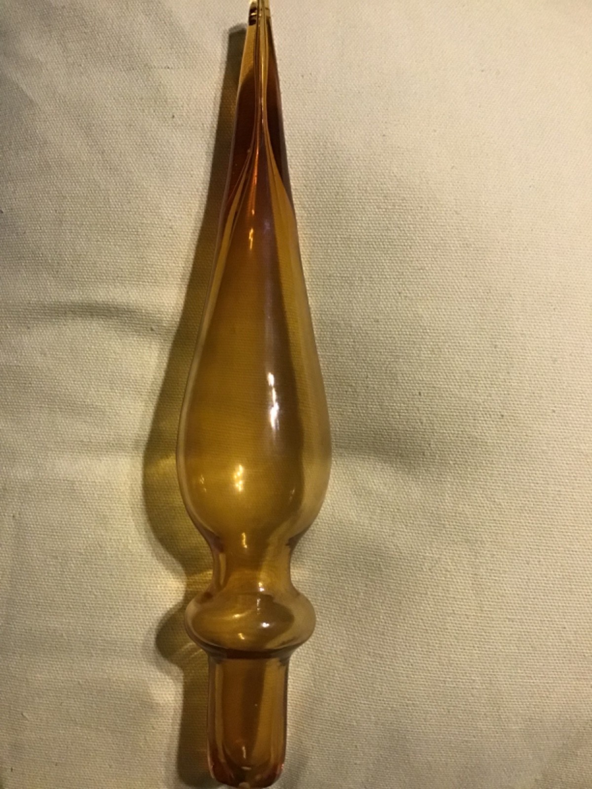 Vintage MCM Empoli Amber Smooth Glass Bottle Decanter Stopper Only, Approx 9.5”