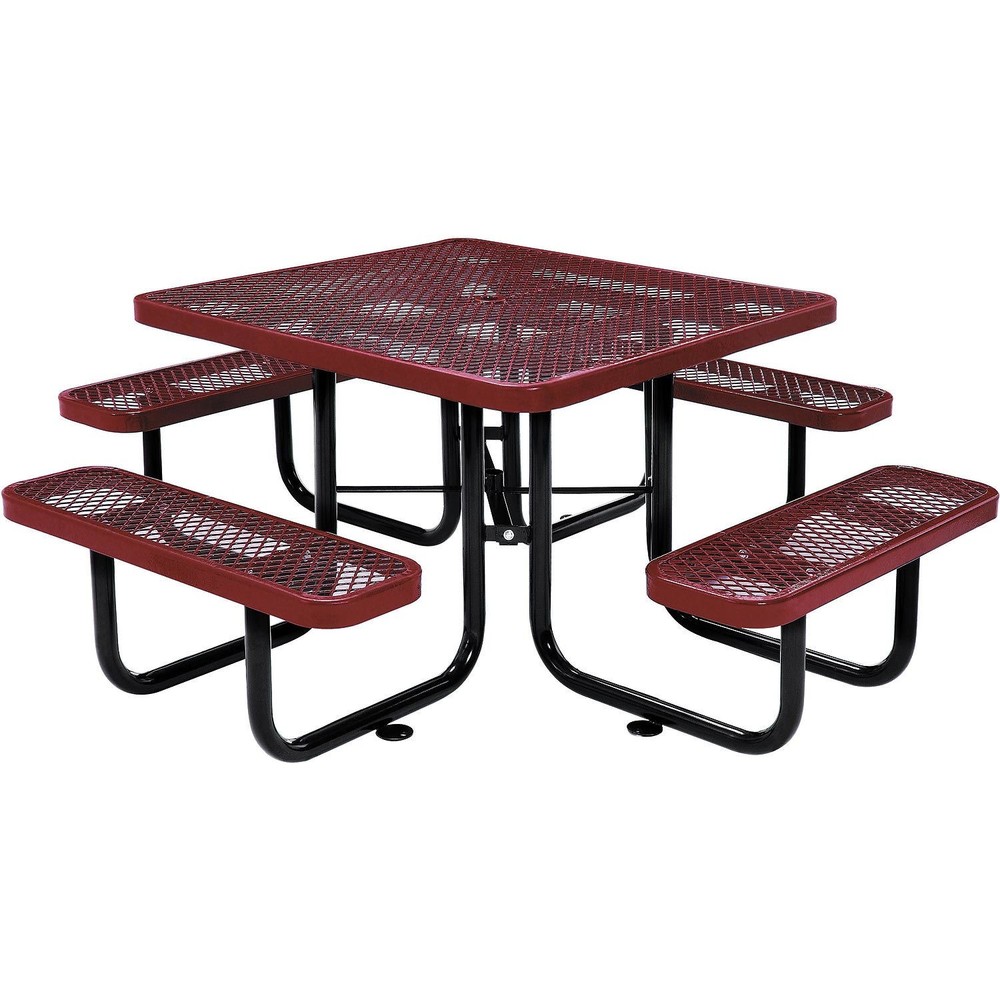 Global Industrial 46" Square Expanded Metal Picnic Table Red