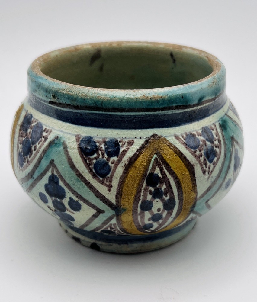 Vintage Signed Multi Color Pottery Bowl