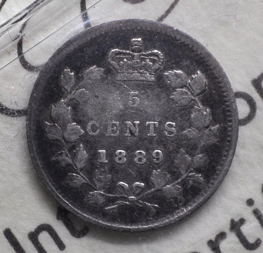 1889 Canada 5 cents ICCS graded VF-20