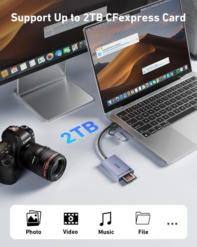 BENFEI CFexpress Type B Card Reader with USB 3.2 (Gen 2) CF type-B, Grey