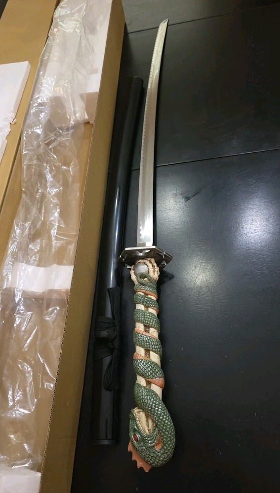 Coiling Dragon Skeleton Katana Replica Display 38"